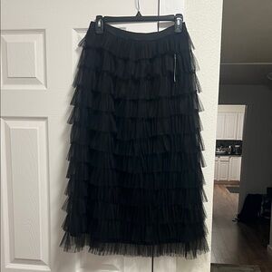 Chic Black Layered A-Line Skirt